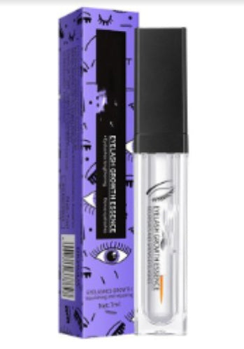 Hangzhou Jingqian eyelash nourishing serum in clear tube with black cap and purple eye-patterned packaging