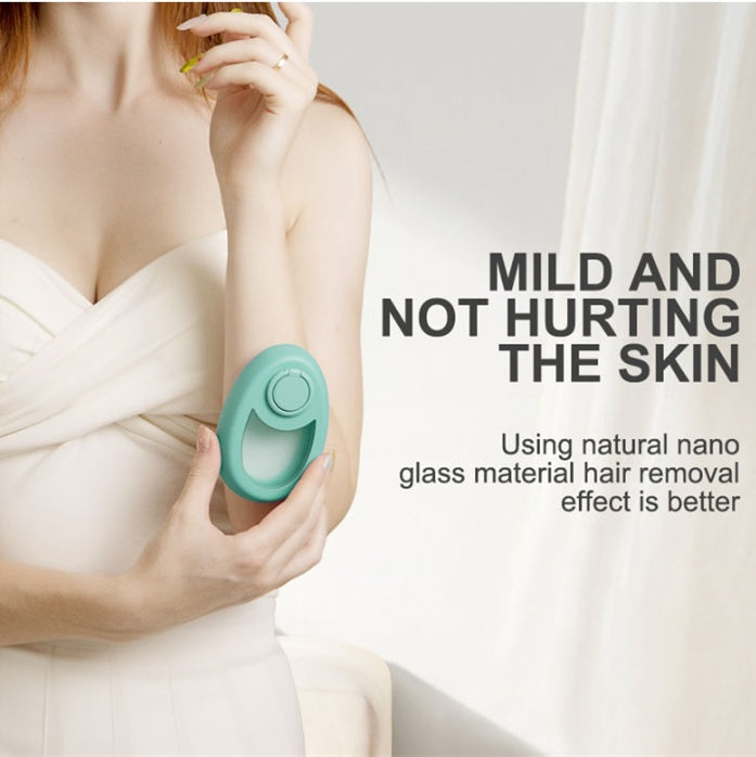 Box of Pandora crystal hair remover for women painless hair eraser tool held by woman in white dress