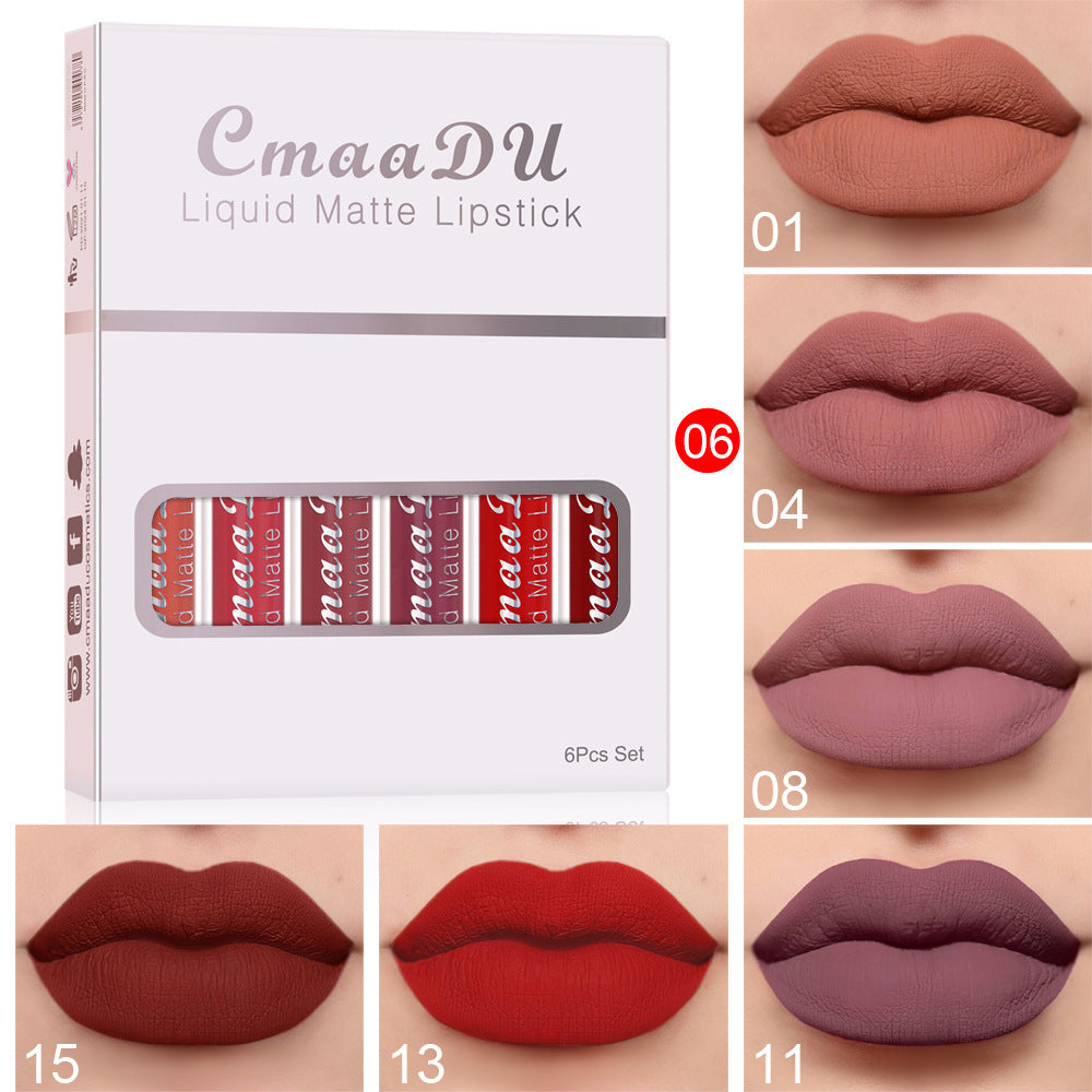 Yiwu Renfan matte non-stick lipstick set with 6 liquid matte waterproof lipsticks in various shades