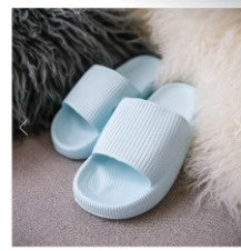 Hangzhou Jingqian couple slippers in light blue comfortable indoor house slides with textured straps