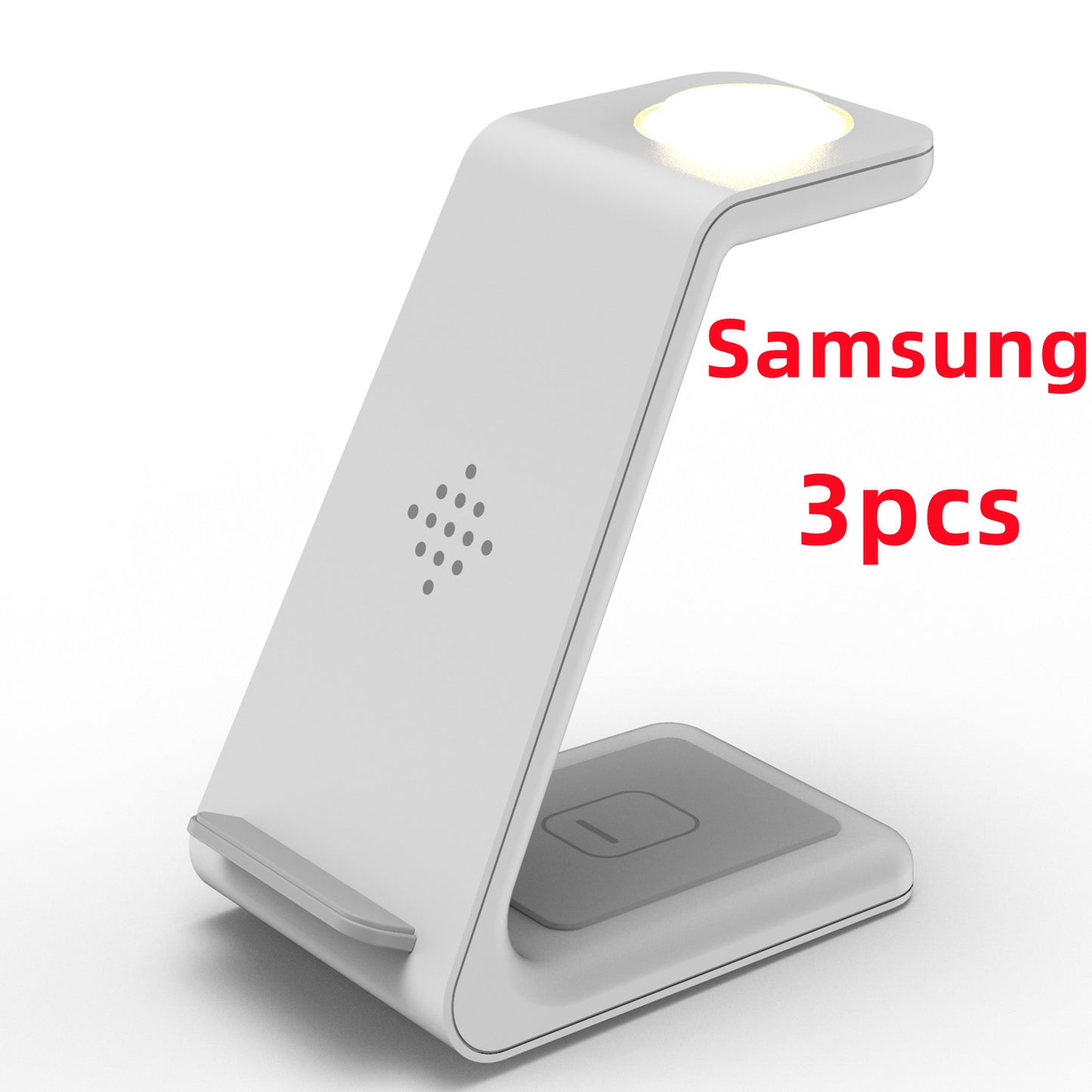 White 3 in 1 wireless charging station with sleek design for fast charging multiple devices