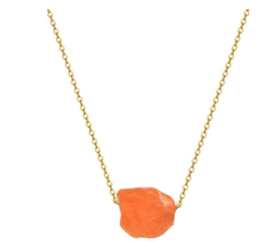 Hangzhou Jingqian fashion necklace with orange stone pendant rainbow stone jewelry for wellness