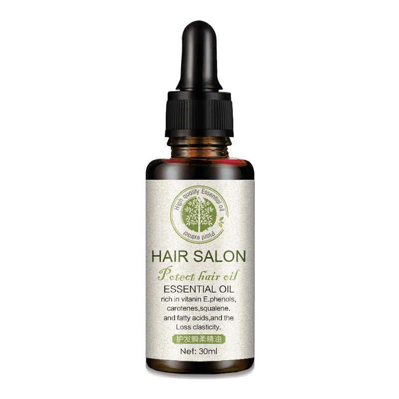 Yiwu Renfan hair care essential oil in a 30ml amber glass bottle with dropper for hair salon use