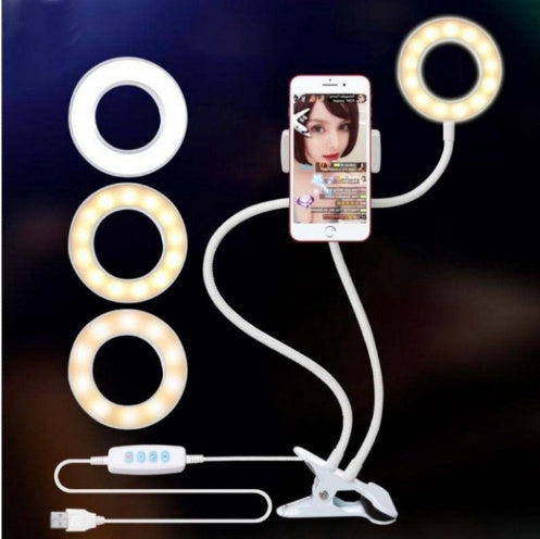 Hangzhou Jingqian LED selfie ring light with adjustable brightness and phone holder for live streaming