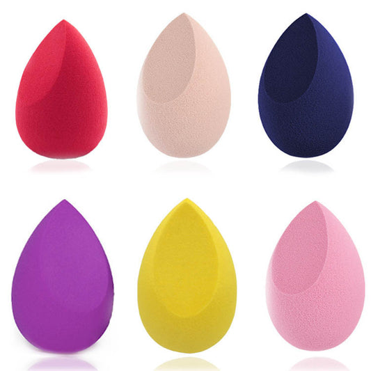 Set of six colorful makeup blender sponge cosmetic puffs for foundation application