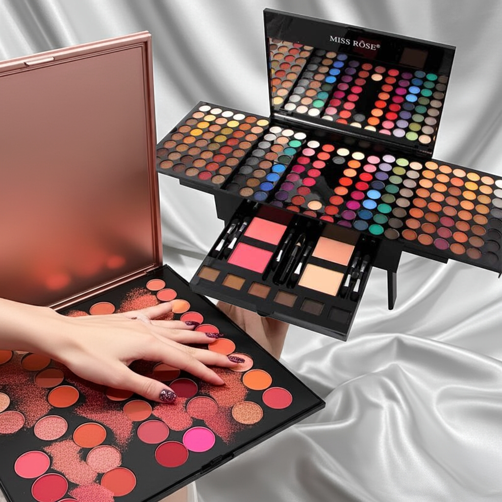 Yiwu Renfan personalized piano eyes shadow blush set featuring a 180 color eyeshadow palette with multiple shades