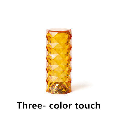 Nordic crystal lamp for bedroom with amber crystal design and three-color touch control