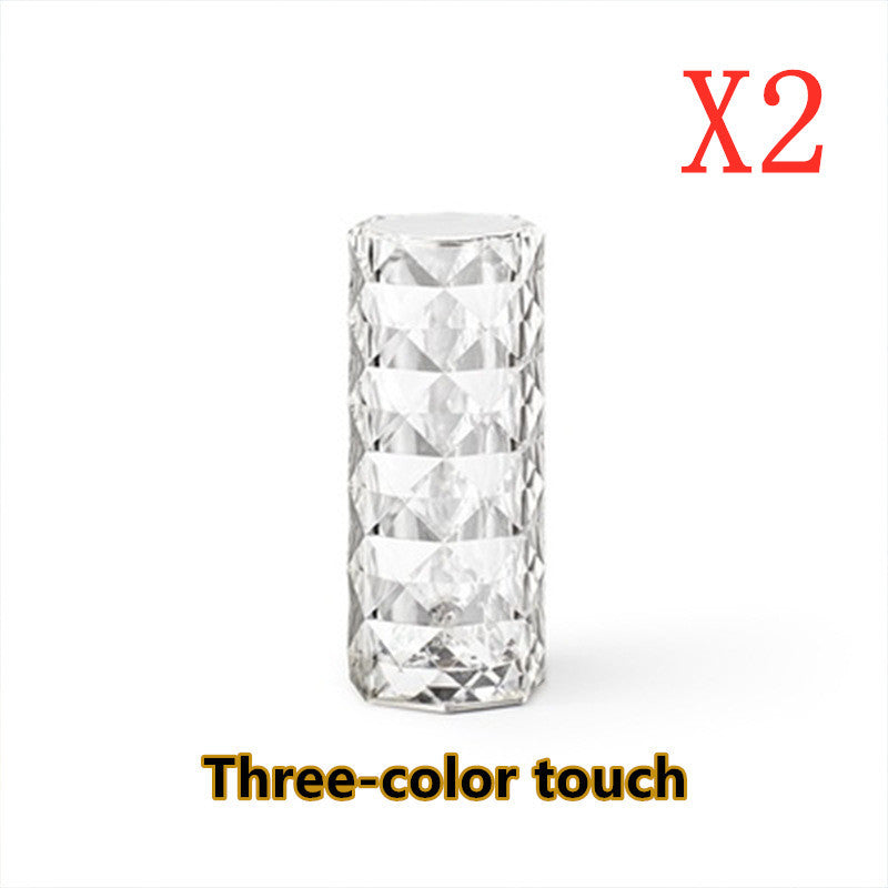 Yiwu Renfan Nordic crystal lamp for bedroom with three-color touch and clear USB table lamp design