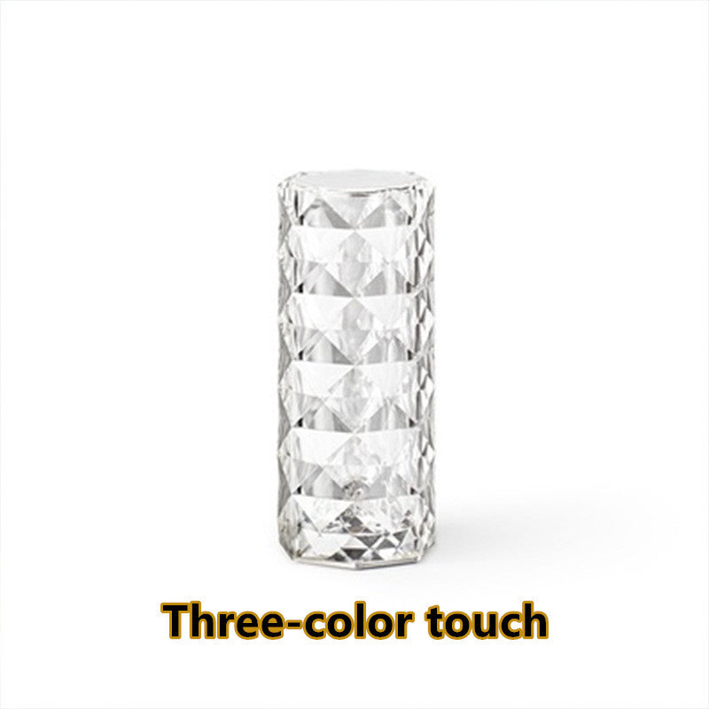 Yiwu Renfan Nordic crystal lamp for bedroom with three-color touch control USB table lamp