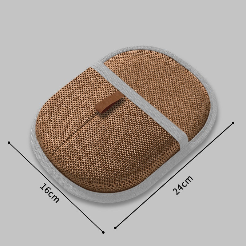 Brown pet hair remover mitt deshedding brush glove for dogs with mesh fabric and strap