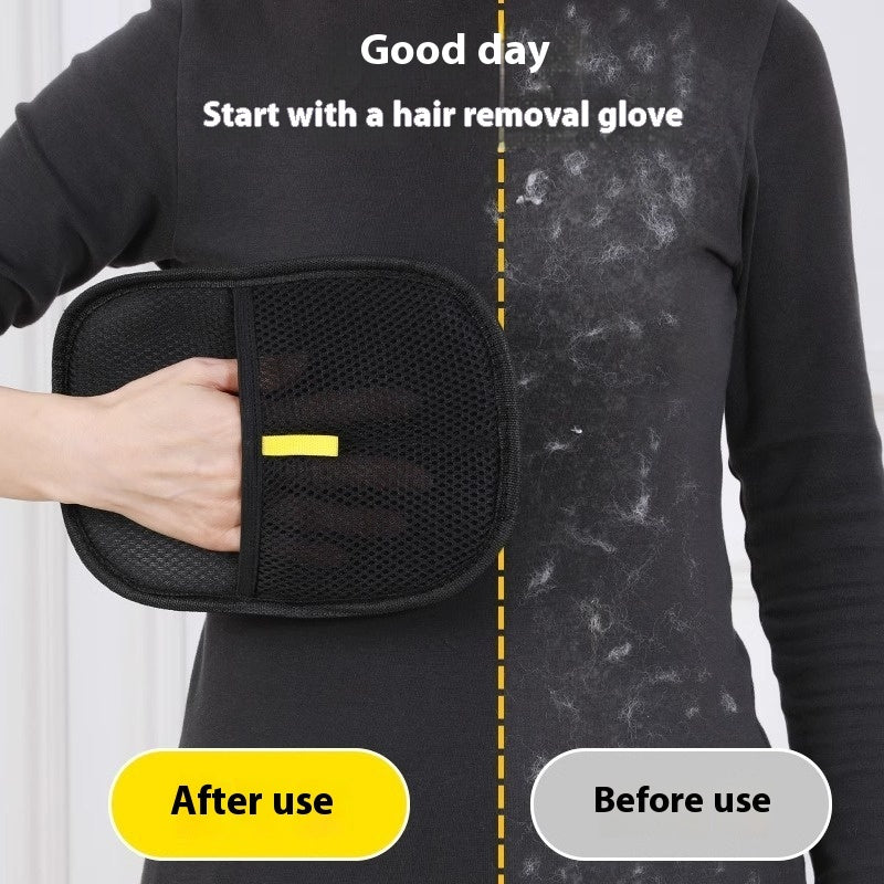Hangzhou Jingqian pet hair remover mitt before and after use showing effective dog hair removal