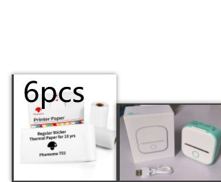 Hangzhou Jingqian portable mini label printer with USB cable and thermal label paper rolls