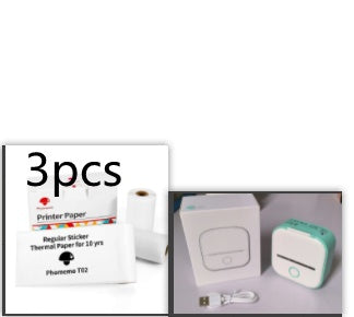 Hangzhou Jingqian portable mini label printer with three rolls of thermal label paper and USB cable