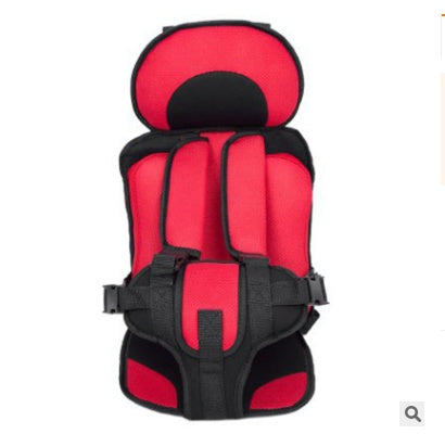 Box of Pandora portable baby car seat in red and black with safety harness and padded support