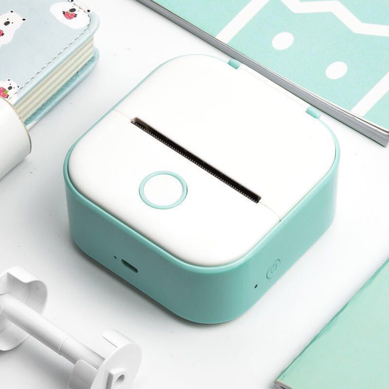 Hangzhou Jingqian portable mini label printer in white and teal for compact thermal label printing