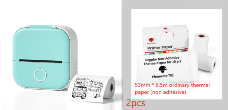 Hangzhou Jingqian portable mini label printer in turquoise with non-adhesive thermal paper rolls