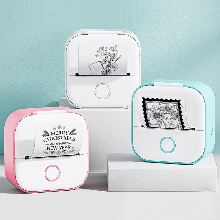 Hangzhou Jingqian portable mini label printer in white pink and teal printing decorative labels