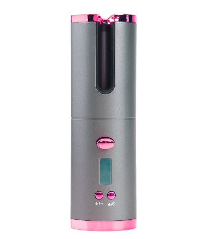 Yiwu Renfan rechargeable automatic hair curler with portable design and LCD display in gray and pink
