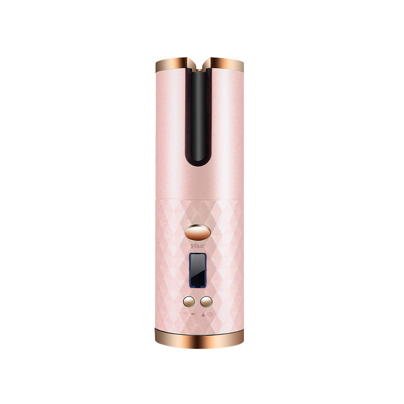 Yiwu Renfan women portable rechargeable automatic hair curler with LCD display in pink and gold