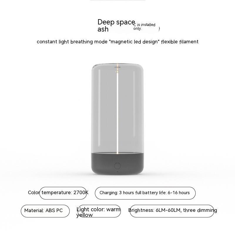 Rechargeable night lamp with Type-C portable night light in deep space ash color with warm yellow light