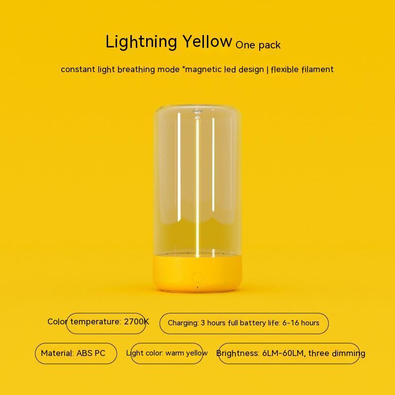 Lightning yellow rechargeable night lamp with Type-C, portable night light with warm yellow light and magnetic LED design