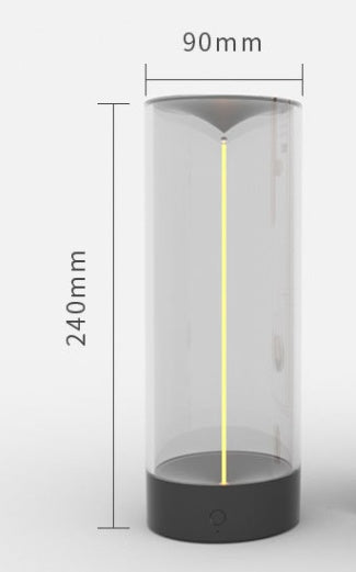 Portable rechargeable night lamp with Type-C charging featuring a transparent cylindrical design