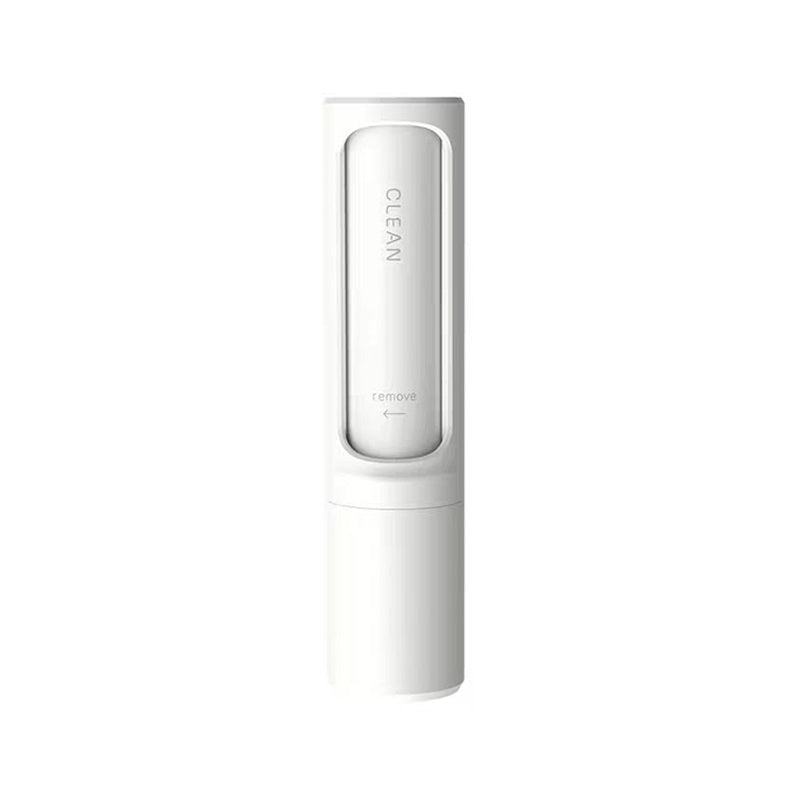 White 2-1 reusable pet hair remover brush with clean and remove slider button