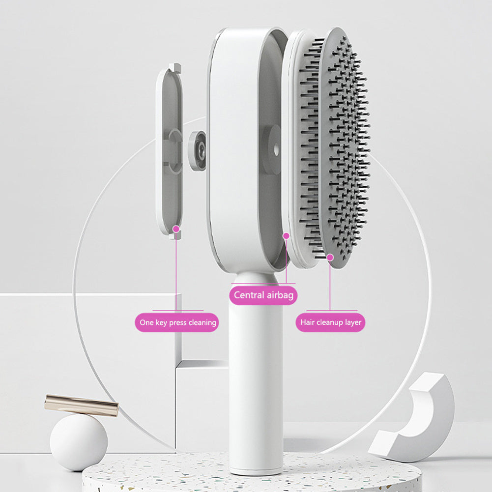 Yiwu Renfan self cleaning hair brush with airbag massage and one key press cleaning feature