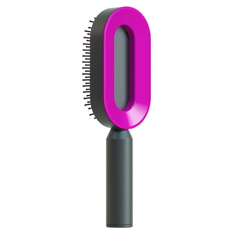Yiwu Renfan self cleaning hair brush with airbag massage and black handle