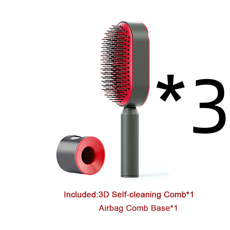 Yiwu Renfan self cleaning hair brush with airbag massage feature and 3D self-cleaning comb design