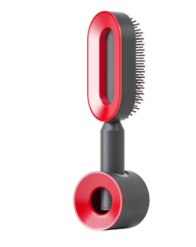 Yiwu Renfan self cleaning hair brush in red and black for hair loss and airbag massage