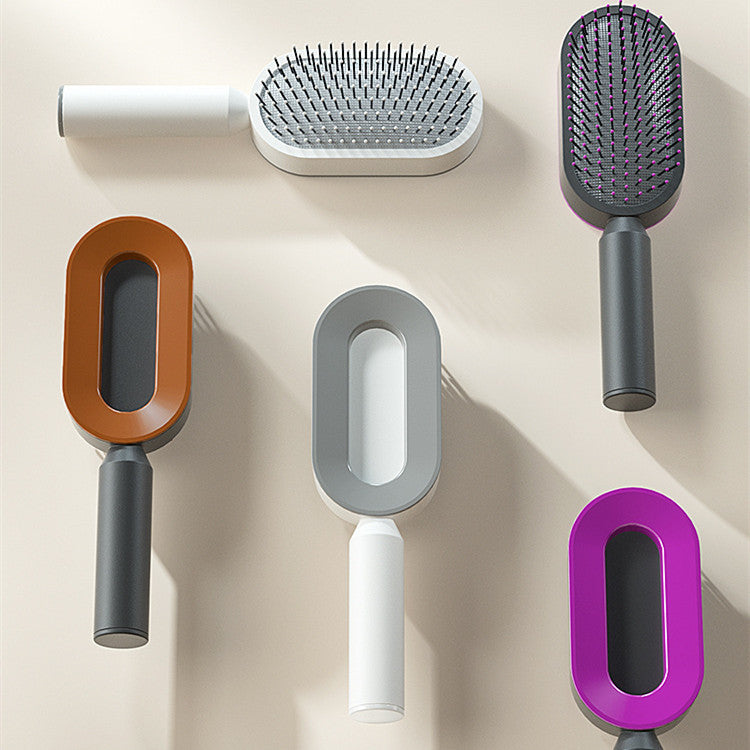 Yiwu Renfan self cleaning hair brush in various colors with airbag massage feature for hair loss care