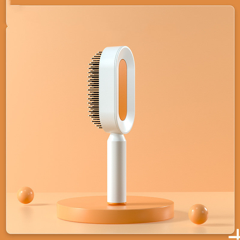 Yiwu Renfan self cleaning hair brush with airbag massage and hair loss cleaning features in white