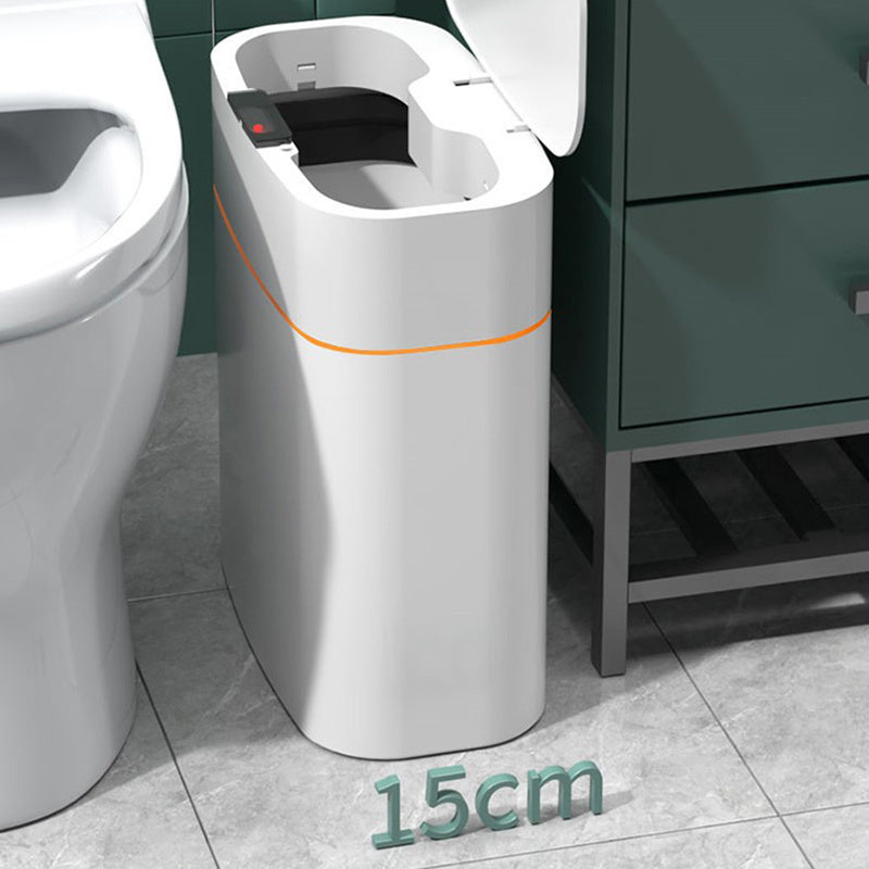 Yiwu Renfan smart trash bin for bathroom in white with a sleek compact design and sensor lid