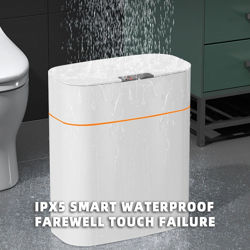 Yiwu Renfan smart trash bin for bathroom with IPX5 waterproof feature and sleek white design
