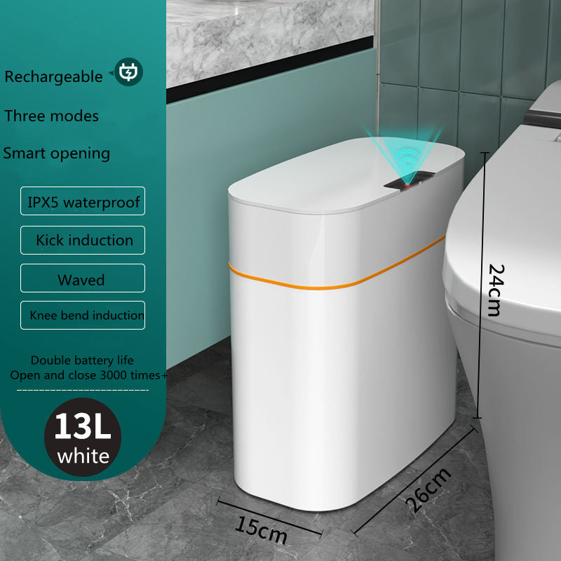 Yiwu Renfan smart trash bin for bathroom with 13L capacity white rechargeable waterproof design