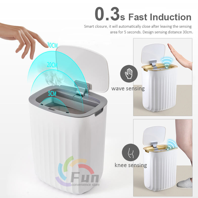 Yiwu Renfan smart trash bin for bathroom with wave and knee sense induction for hands-free use