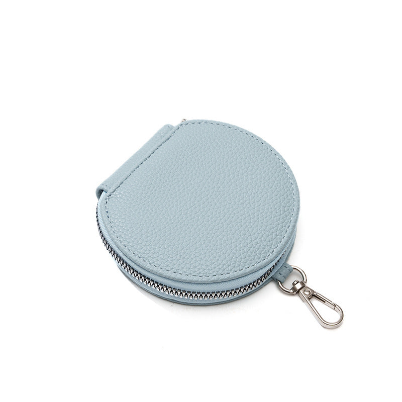 Round light blue stylish phone bag for women with zipper and metal clasp by Hangzhou Jingqian