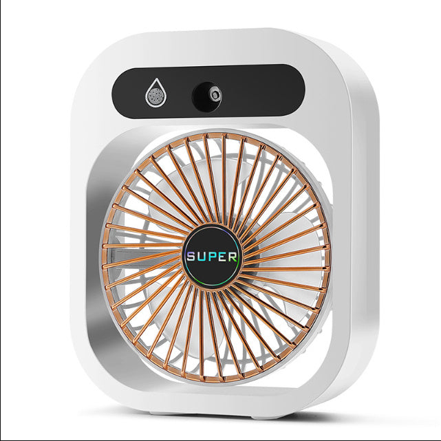 Hangzhou Jingqian USB rechargeable desk fan white misting air cooling unit with gold grille and spray nozzle