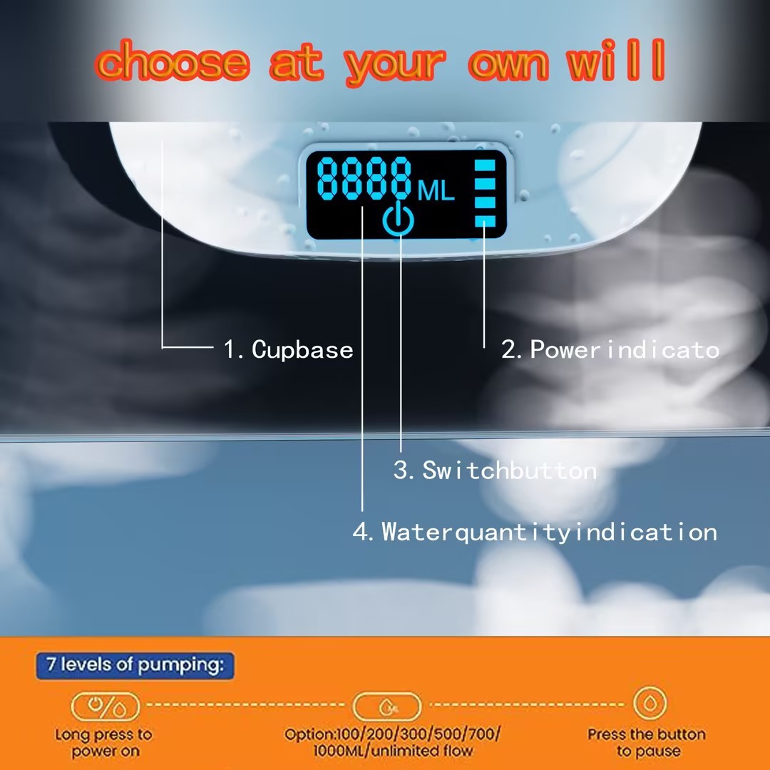 Hangzhou Jingqian desktop rechargeable touch control water dispenser with digital display and adjustable water quantity