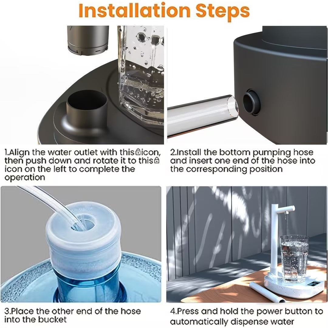 Installation steps for Hangzhou Jingqian desktop rechargeable touch control water dispenser with hose and water outlet