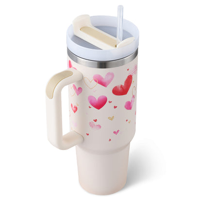 Hangzhou Jingqian 40 oz Insulated Tumbler with Handle - Coffee Cup with Lid