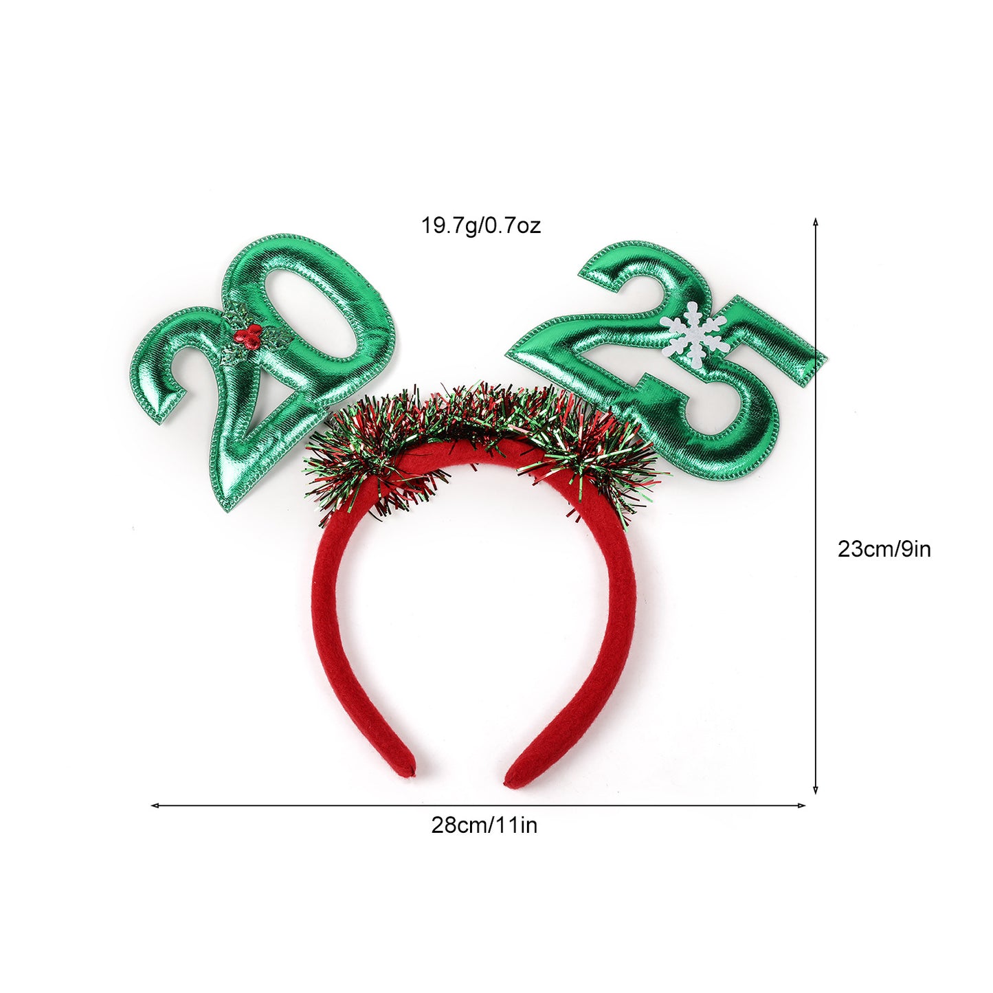 Festive 2025 Christmas headband for women with glittery embellishments and red accents