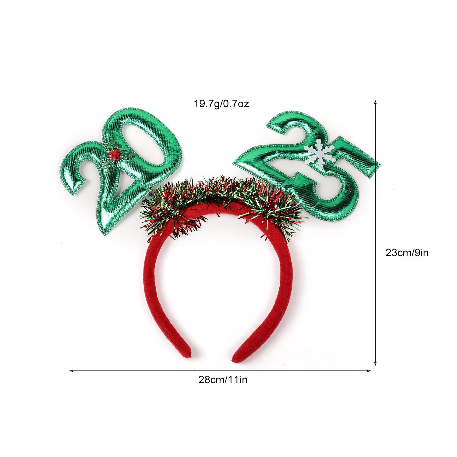 Festive 2025 Christmas headband for women with glittery embellishments and red accents