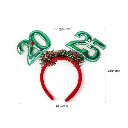 Festive 2025 Christmas headband for women with glittery embellishments and red accents