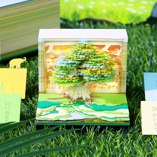 2025 creative calendar with pop-up tree design and colorful sticky notes for organizing tasks