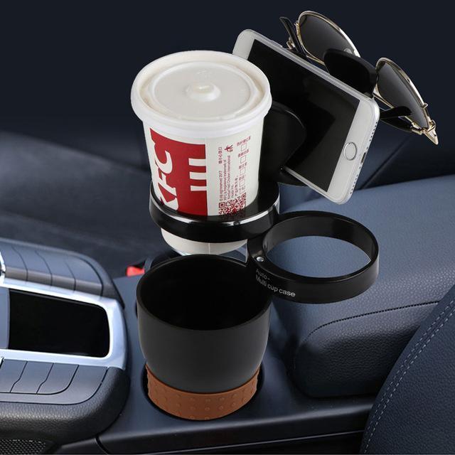 Adjustable car drink holder cup bottle can stand with phone and sunglasses mount for car interior