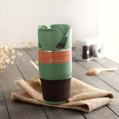 Adjustable car drink holder cup bottle can holder door mount stand in green and brown