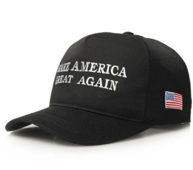 Box of Pandora men's adjustable USA baseball cap in black with white text and small American flag patch