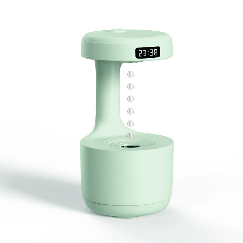 Yiwu Renfan mint green anti gravity air humidifier with floating water droplets LED display compact tabletop